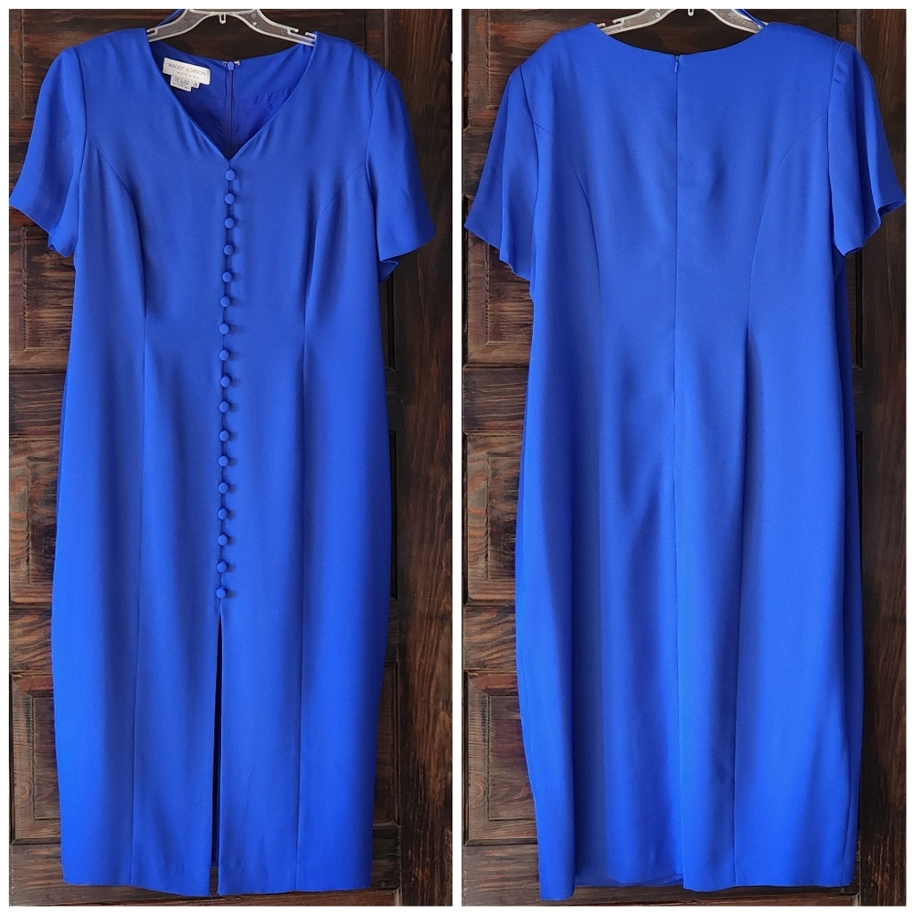 Vintage Maggy London Royal Blue Maxi Dress Plus Size 20 - Picture 7 of 12